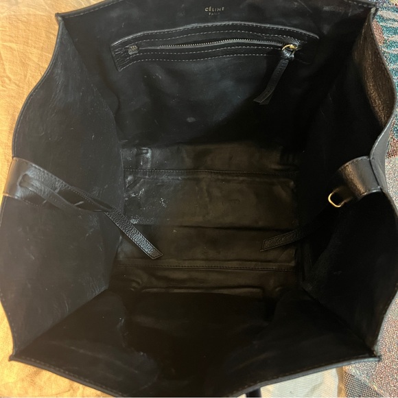 CELINE Black Pebbled Calfskin Leather Medium Phantom Luggage Tote Bag - Picture 6 of 8